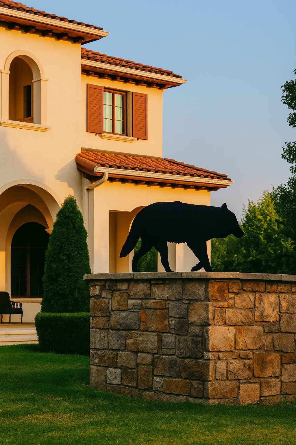 Howling Wolf Yard Display, PVC Outdoor Garden Decor, Waterproof Wolf Silhouette, Rustic Wildlife Cutout for Lawn or Patio