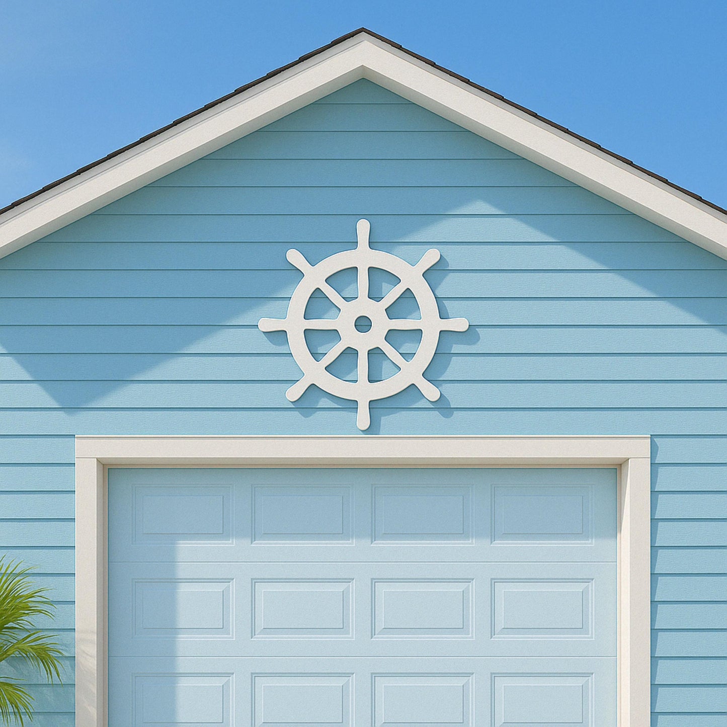 Large Ship Wheel Wall Decor, Outdoor PVC Nautical Sign for Gable or Porch, Coastal Beach House Wall Art, Weatherproof Helm Ac