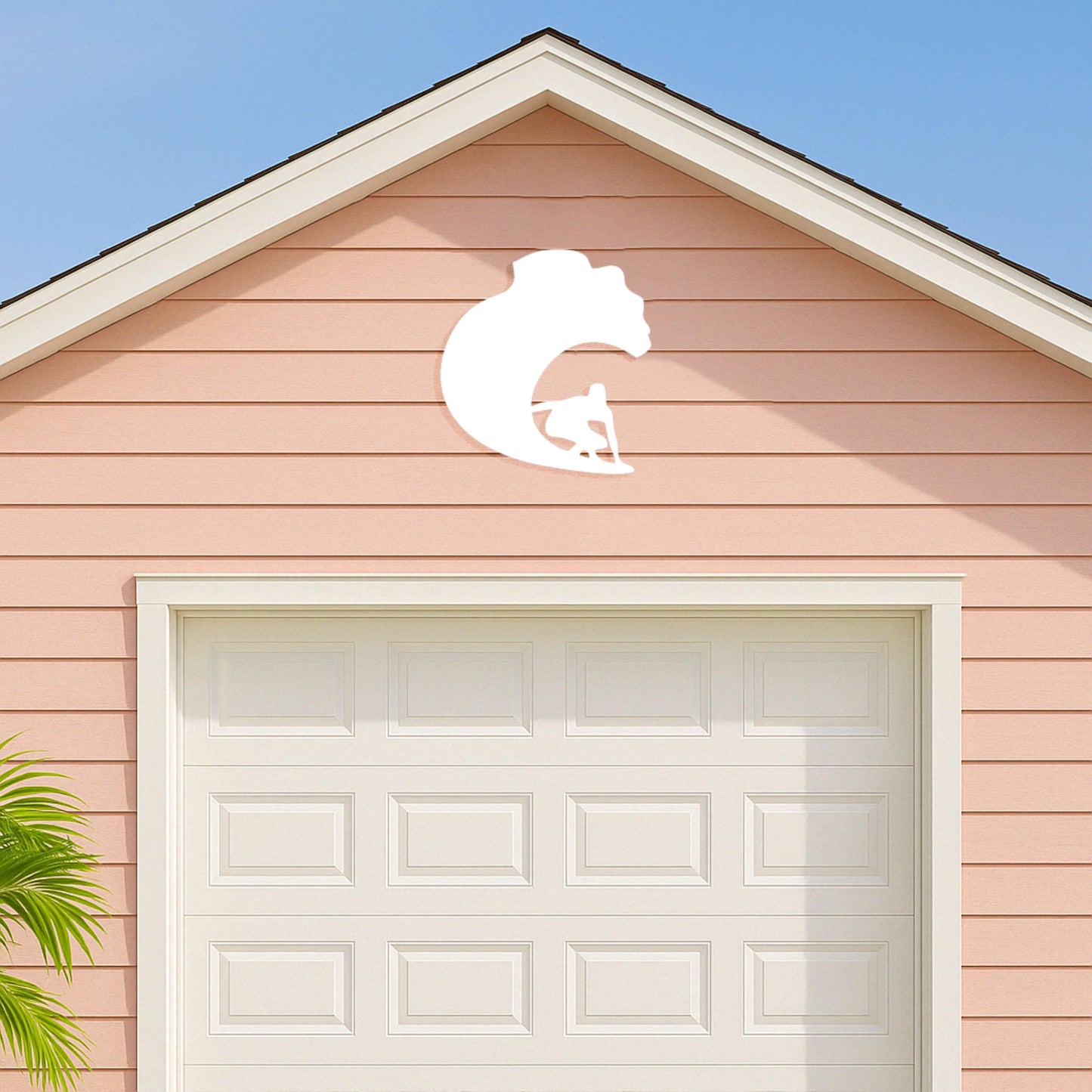 Large Surfer Wave Wall Art, Outdoor PVC Sign for Garage or Gable, Weatherproof Coastal Surf Decor, Beach House Exterior Decor
