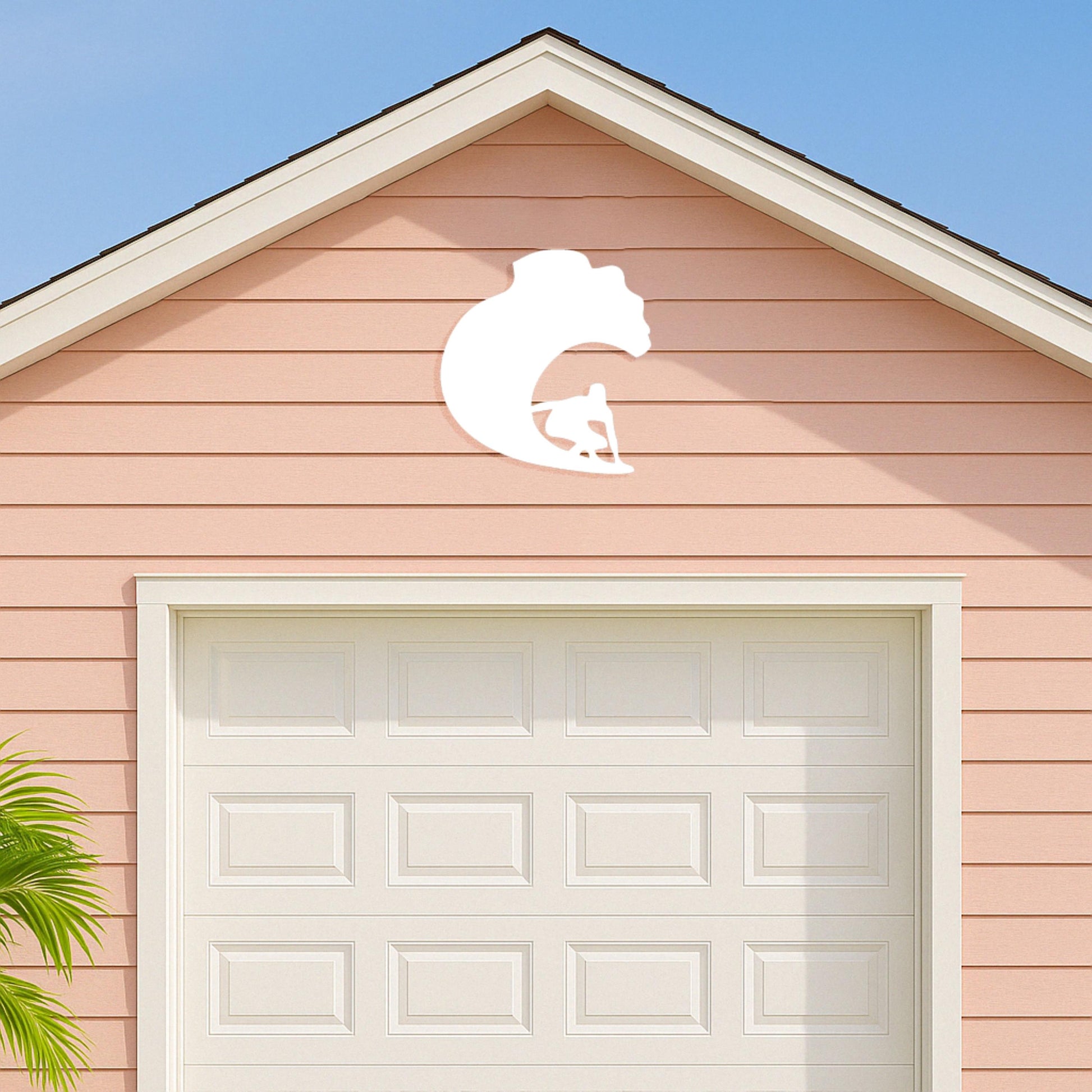 Large Surfer Wave Wall Art, Outdoor PVC Sign for Garage or Gable, Weatherproof Coastal Surf Decor, Beach House Exterior Decor