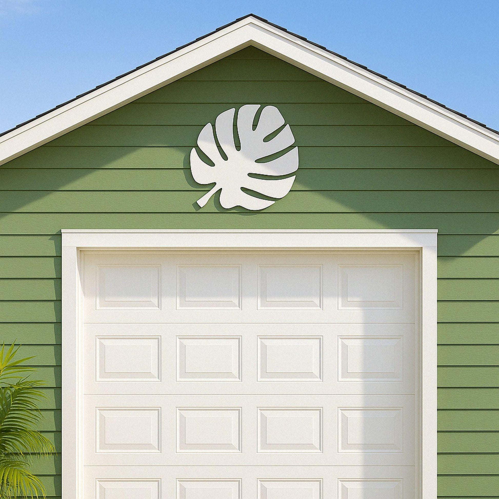 Monstera Leaf Wall Art, Large Tropical PVC Outdoor Sign for Porch or Gable, Weatherproof Botanical Decor for House or Garden