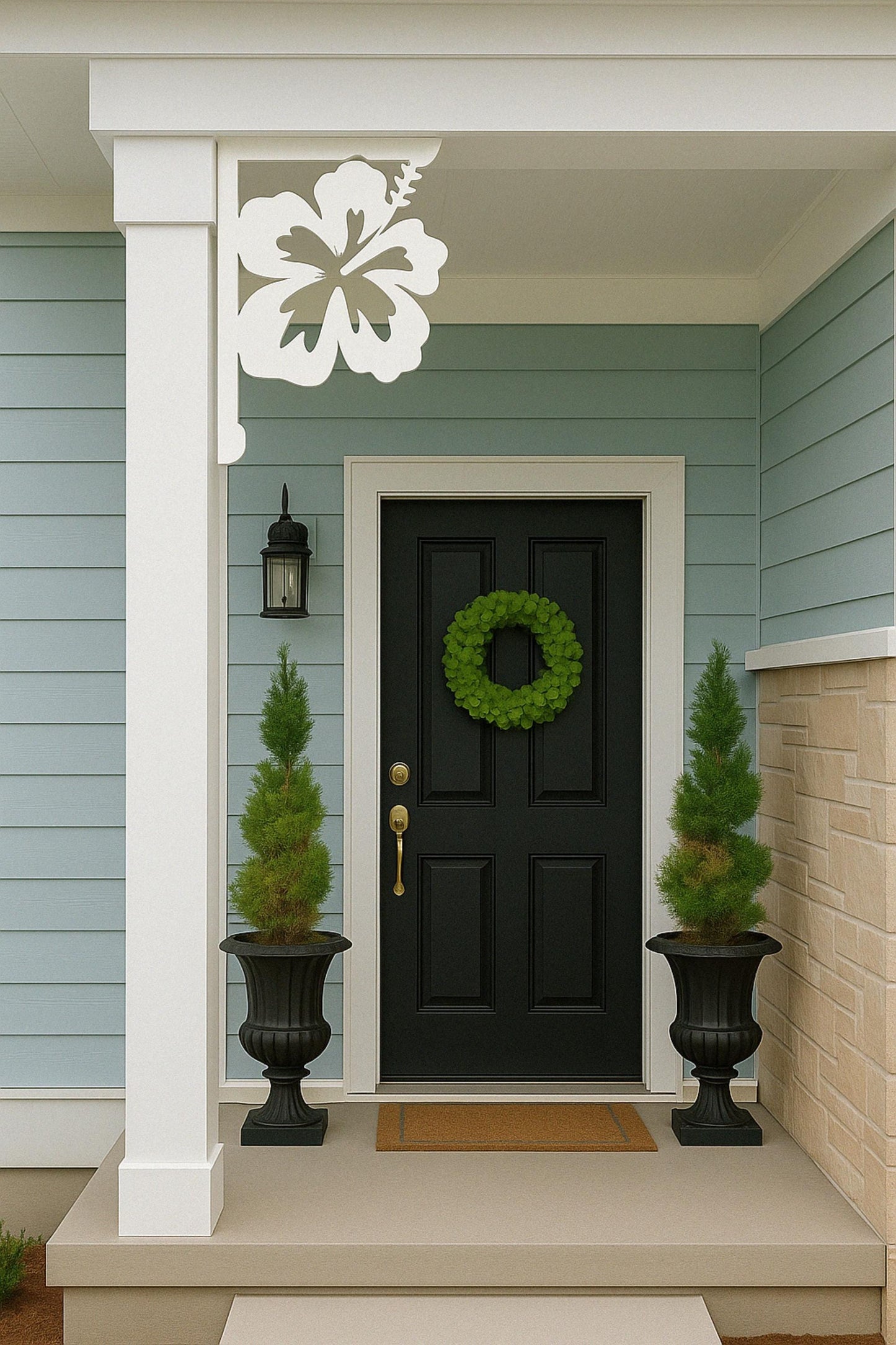 Hibiscus Mailbox Bracket, PVC Outdoor Mailbox Decoration, All-Weather House Gift, Tropical Yard Accent, Home Décor Gift