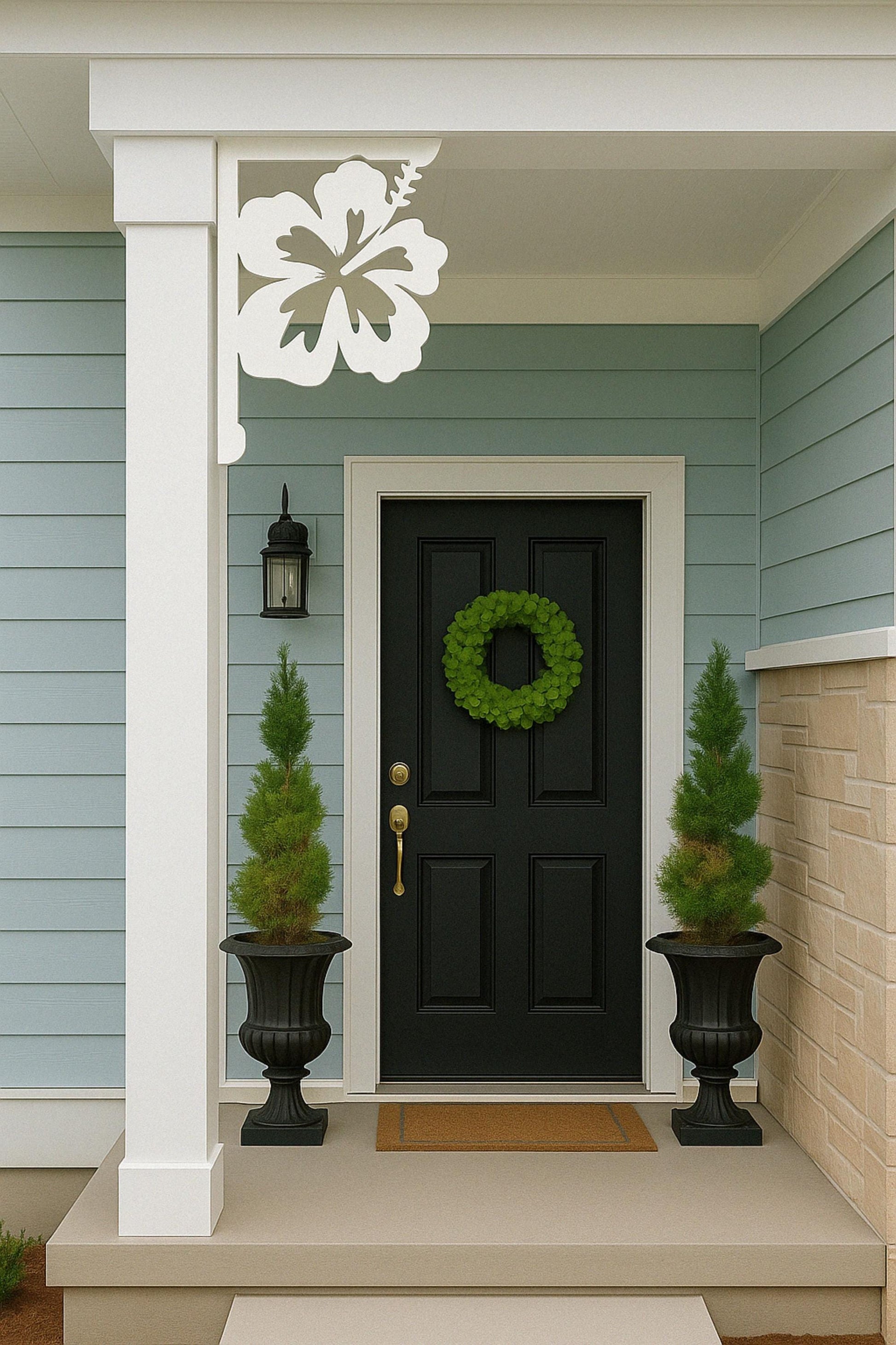 Hibiscus Mailbox Bracket, PVC Outdoor Mailbox Decoration, All-Weather House Gift, Tropical Yard Accent, Home Décor Gift
