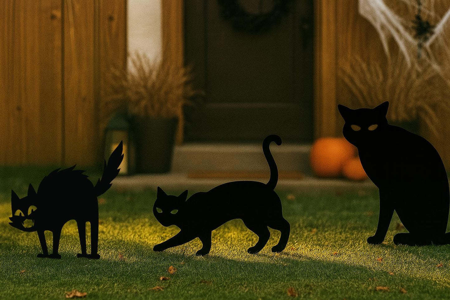 Black Cat Halloween Yard Decor, Spooky Outdoor Lawn Decoration for Halloween, Scary Garden Cat Cutout, Durable PVC Yard Art