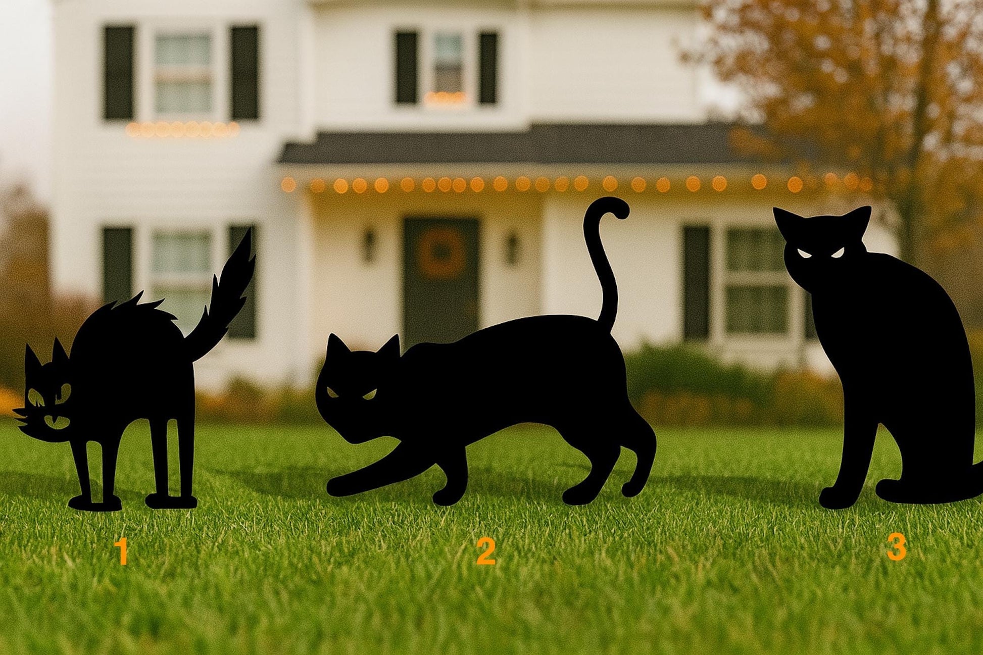 Black Cat Halloween Yard Decor, Spooky Outdoor Lawn Decoration for Halloween, Scary Garden Cat Cutout, Durable PVC Yard Art