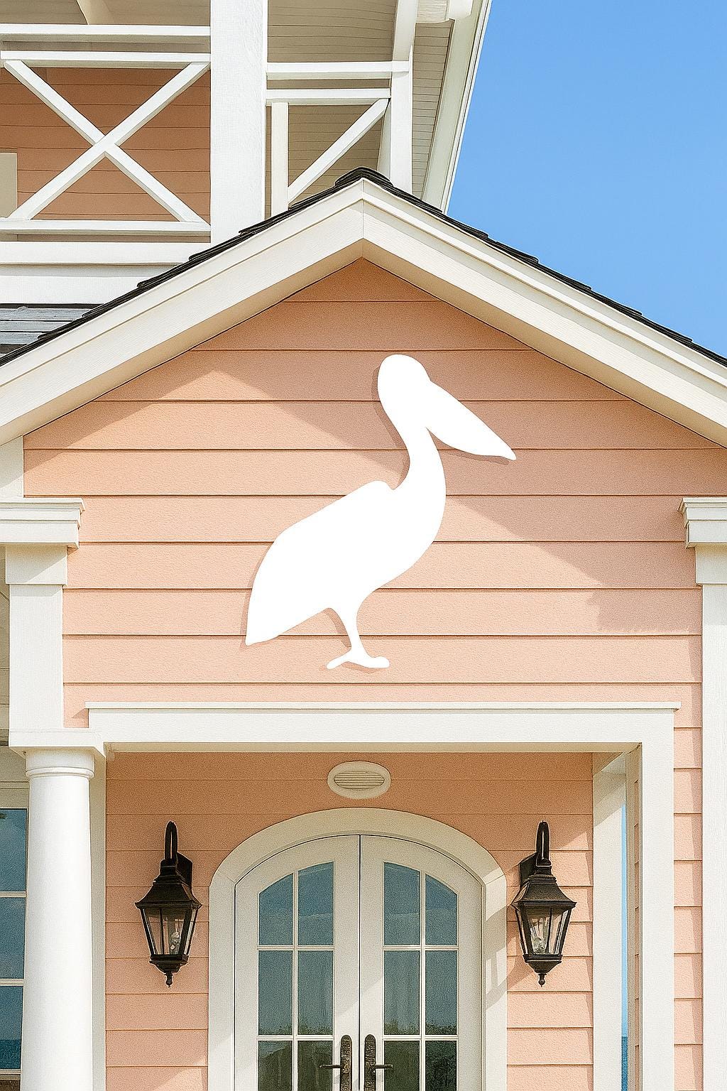 Large Pelican Wall Art, Outdoor PVC Sign for Garage or Gable, Weatherproof Coastal Bird Decor, Beach House Exterior Decoratio