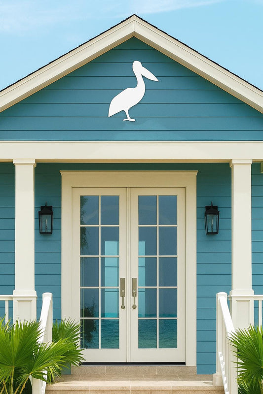 Large Pelican Wall Art, Outdoor PVC Sign for Garage or Gable, Weatherproof Coastal Bird Decor, Beach House Exterior Decoratio