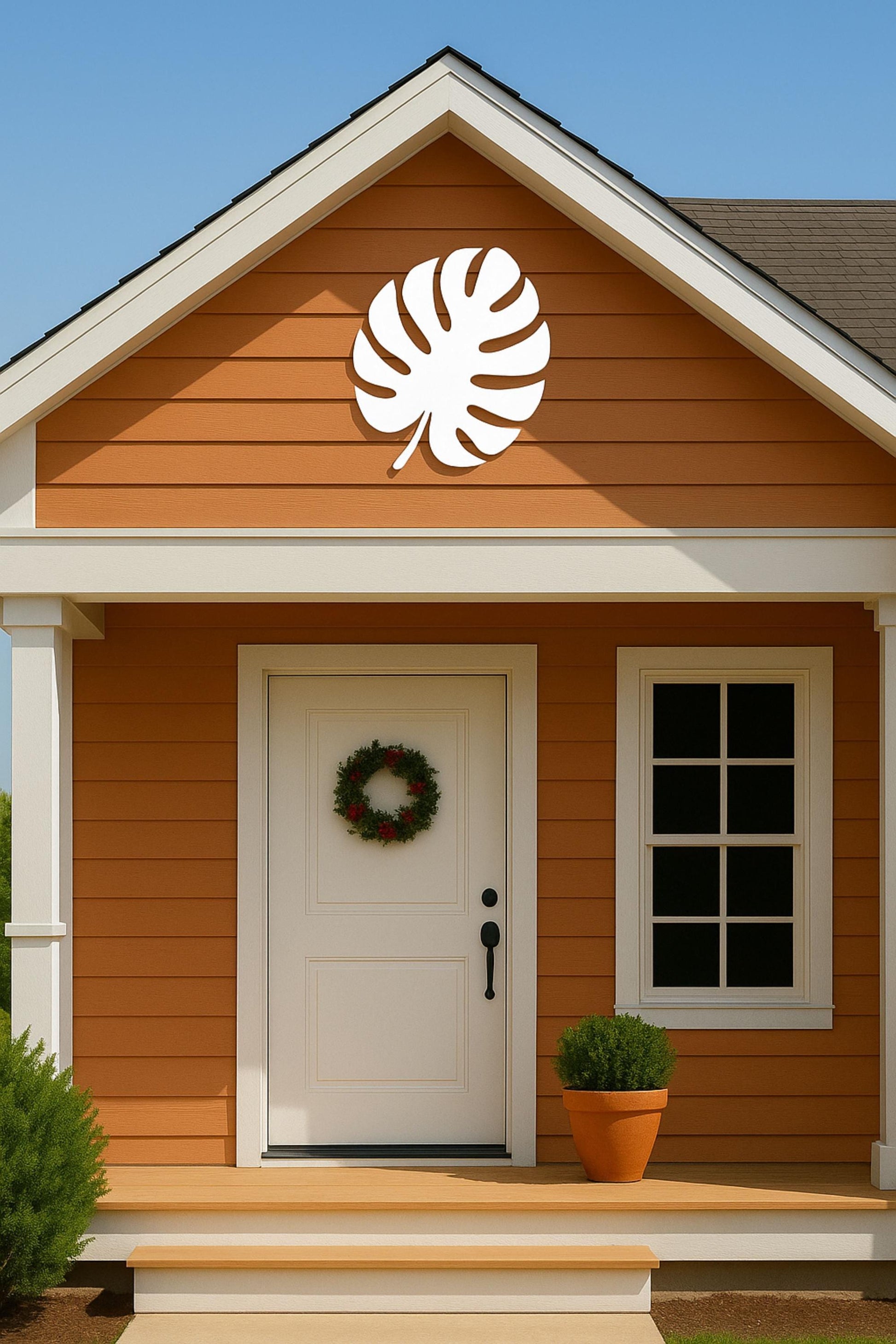 Monstera Leaf Wall Art, Large Tropical PVC Outdoor Sign for Porch or Gable, Weatherproof Botanical Decor for House or Garden