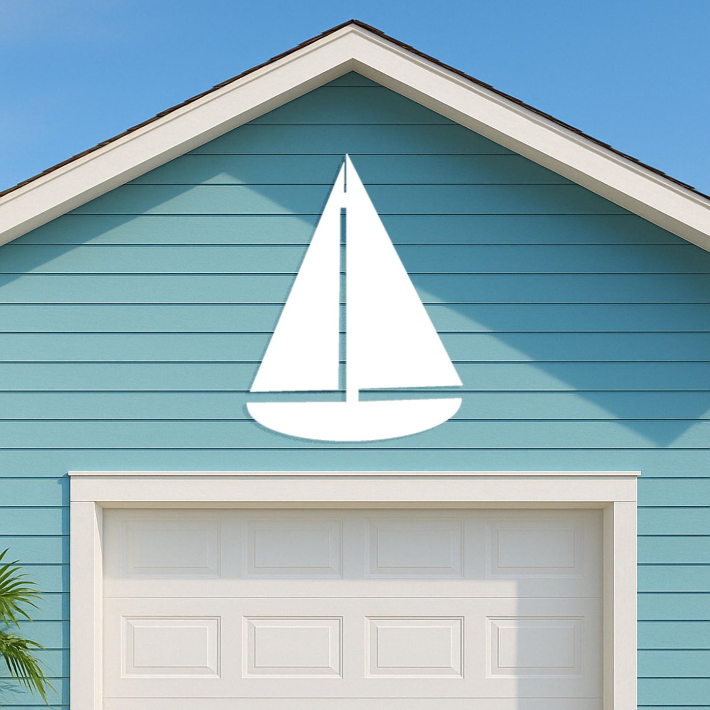 Large Sailboat Wall Art, Outdoor PVC Nautical Sign for Garage or Gable, Weatherproof Beach House Coastal Decor, Ocean Exterio