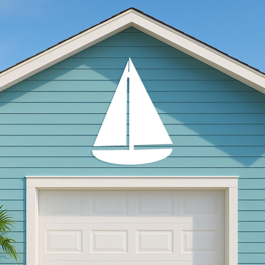 Large Sailboat Wall Art, Outdoor PVC Nautical Sign for Garage or Gable, Weatherproof Beach House Coastal Decor, Ocean Exterio