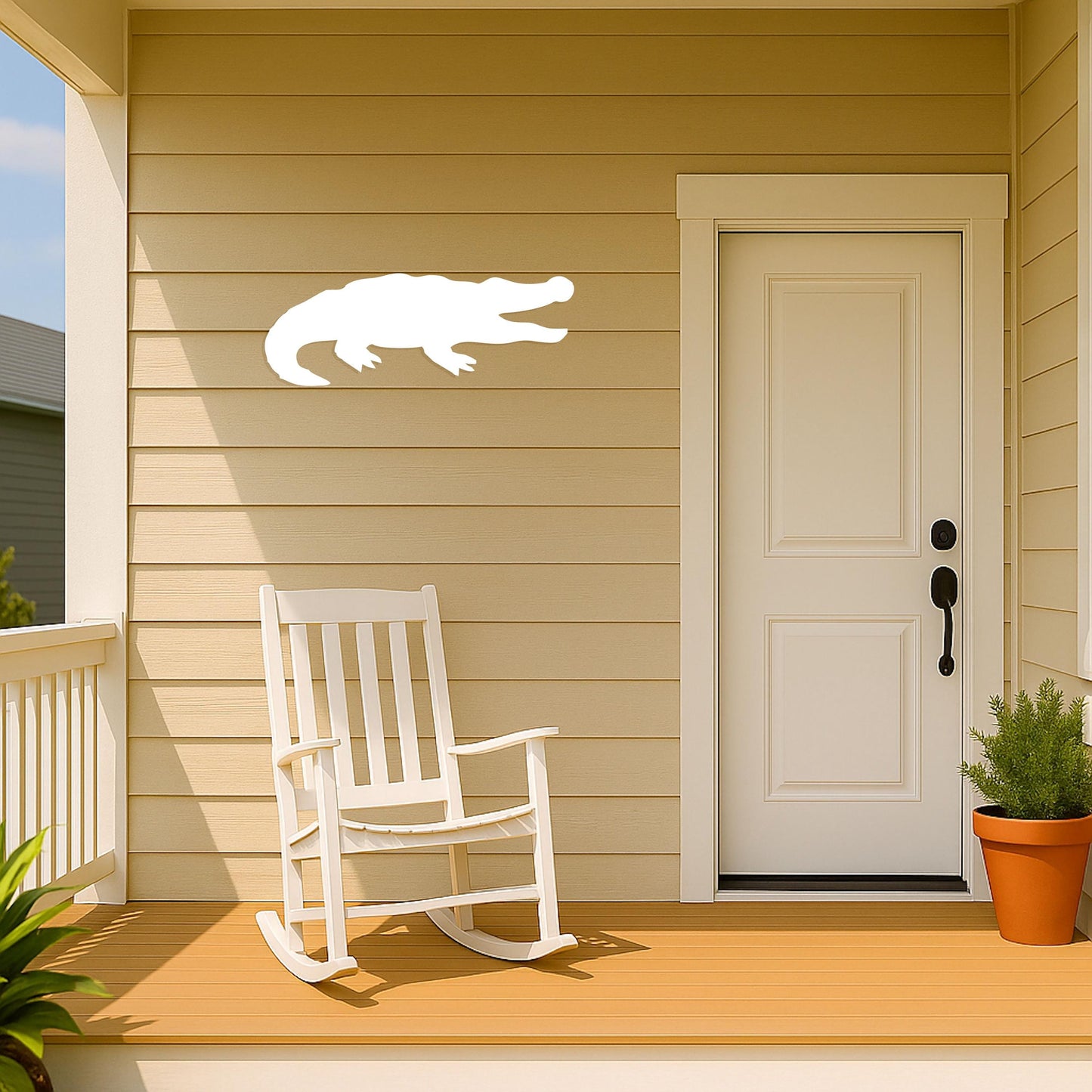 Alligator Wall Decor for Garage Gable, Outdoor PVC Gator Silhouette, Coastal & Southern Exterior Home Accent