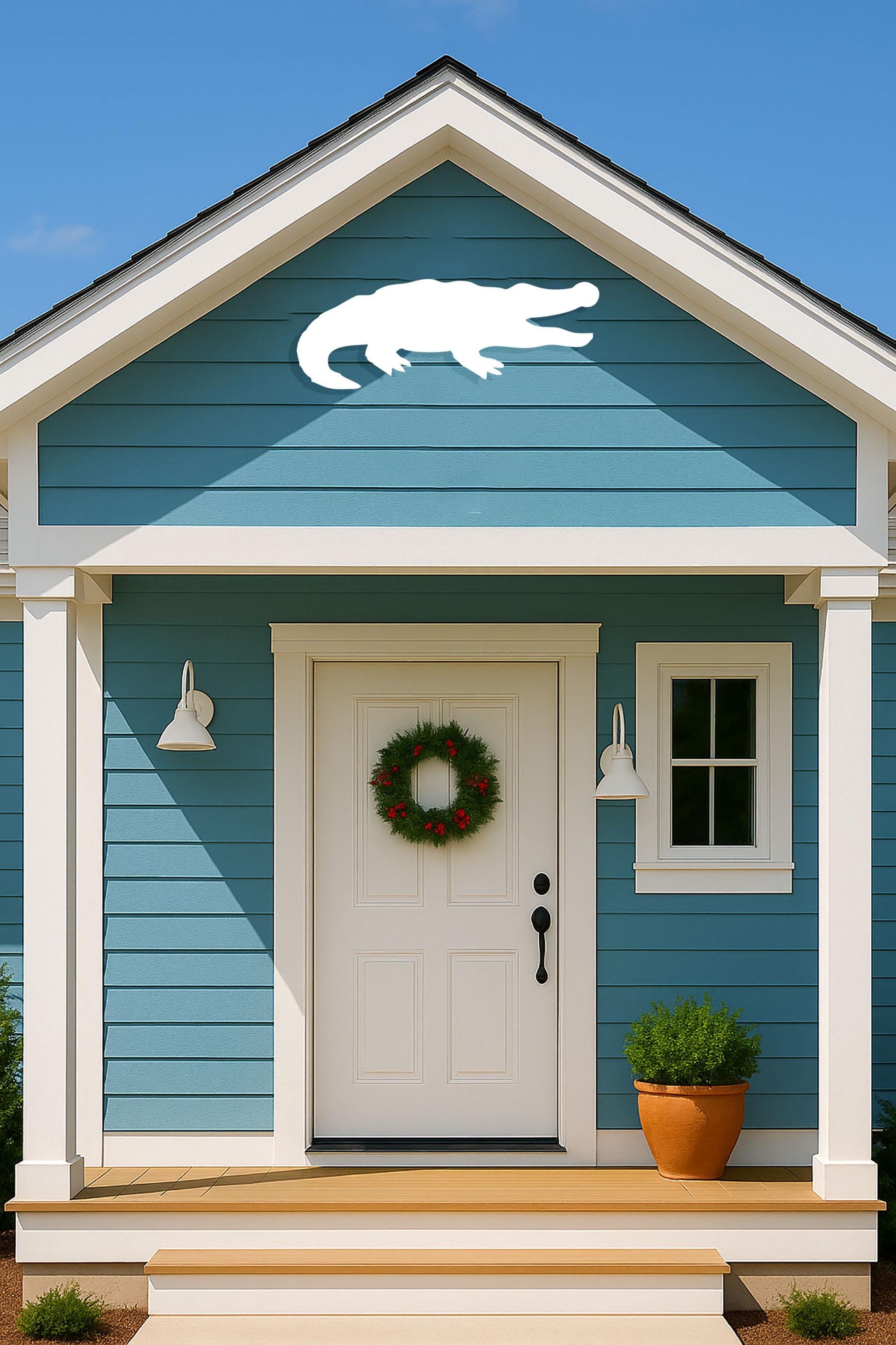 Alligator Wall Decor for Garage Gable, Outdoor PVC Gator Silhouette, Coastal & Southern Exterior Home Accent