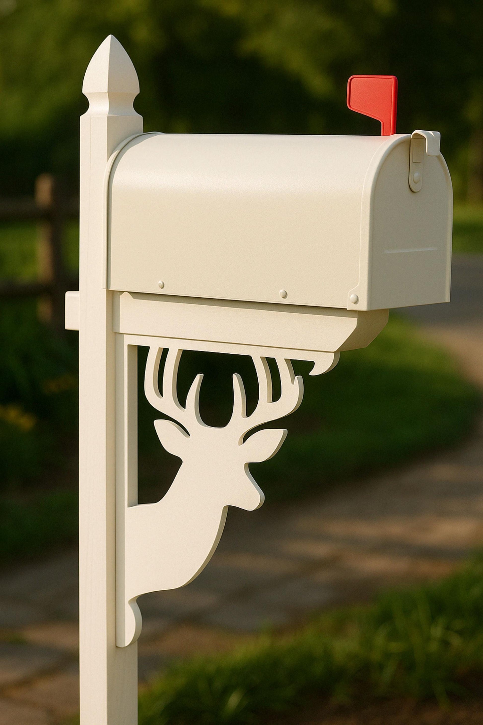 Deer Mailbox Bracket, Rustic Mailbox Decor, Outdoor PVC Yard Accent, Cabin & Woodland Mailbox Sign, Country Home Gift