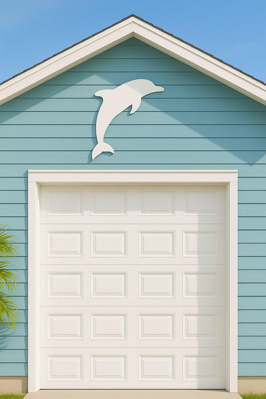 Dolphin Wall Sign for Porch or Garage, Coastal PVC Outdoor Decor, Waterproof Nautical Beach Accent, Sea Life Gift