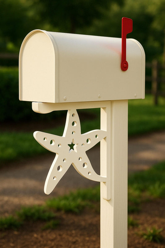 Starfish Mailbox Bracket, Coastal Nautical Mailbox Side Accent, Beach House Mailbox Sign, Ocean Outdoor Yard & Garden Decorat