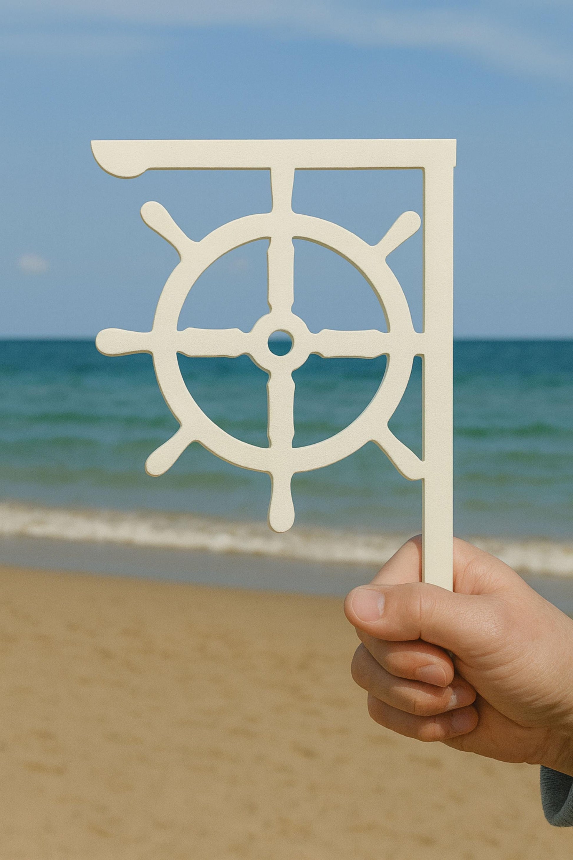 Ship Wheel Mailbox Bracket, Nautical Mailbox Side Accent, Coastal Beach House Mailbox Sign, Ocean Outdoor Yard & Garden Decor