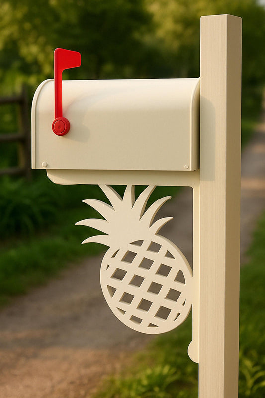 Pineapple Mailbox Bracket, Decorative PVC Mailbox Side Accent, Coastal Outdoor Mailbox Sign, Tropical Yard & Garden Decor
