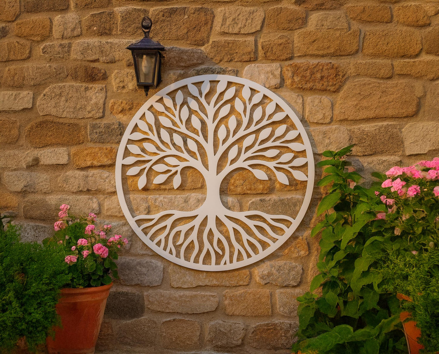 Tree of Life Wall Art, Modern Round PVC Wall Decor, All-Weather Garden Wall Sign, Outdoor Indoor Tree Sculpture, Elegant Home