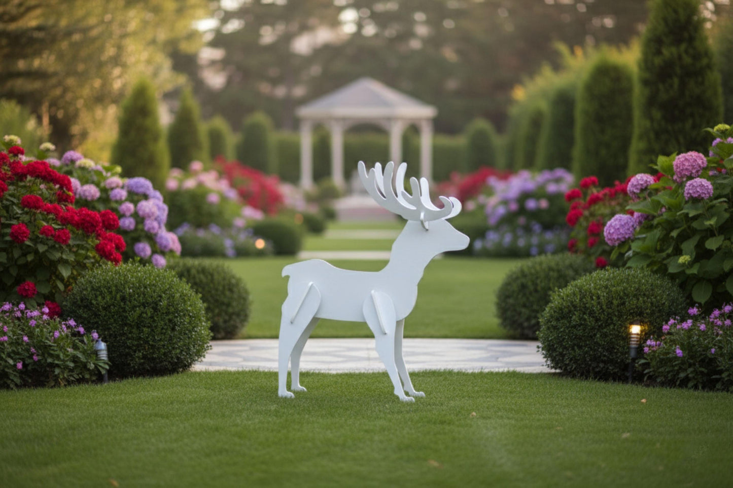 Elegant Reindeer Yard Display, PVC Christmas Lawn Decor, All-Weather Garden Statue, Outdoor Holiday Deer Art, Winter Yard Decoration