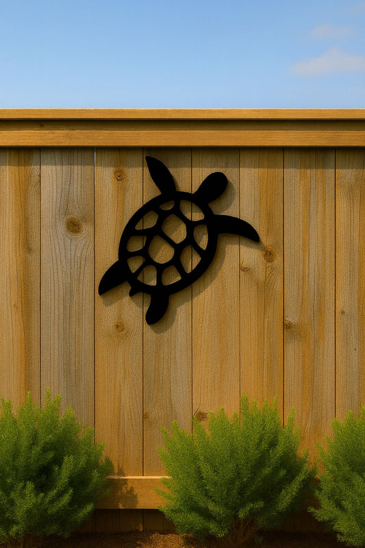 Sea Turtle Fence Sign, Large Coastal Outdoor Wall Art, Waterproof PVC Turtle Décor for Garden, Porch, Gable or Pool Area