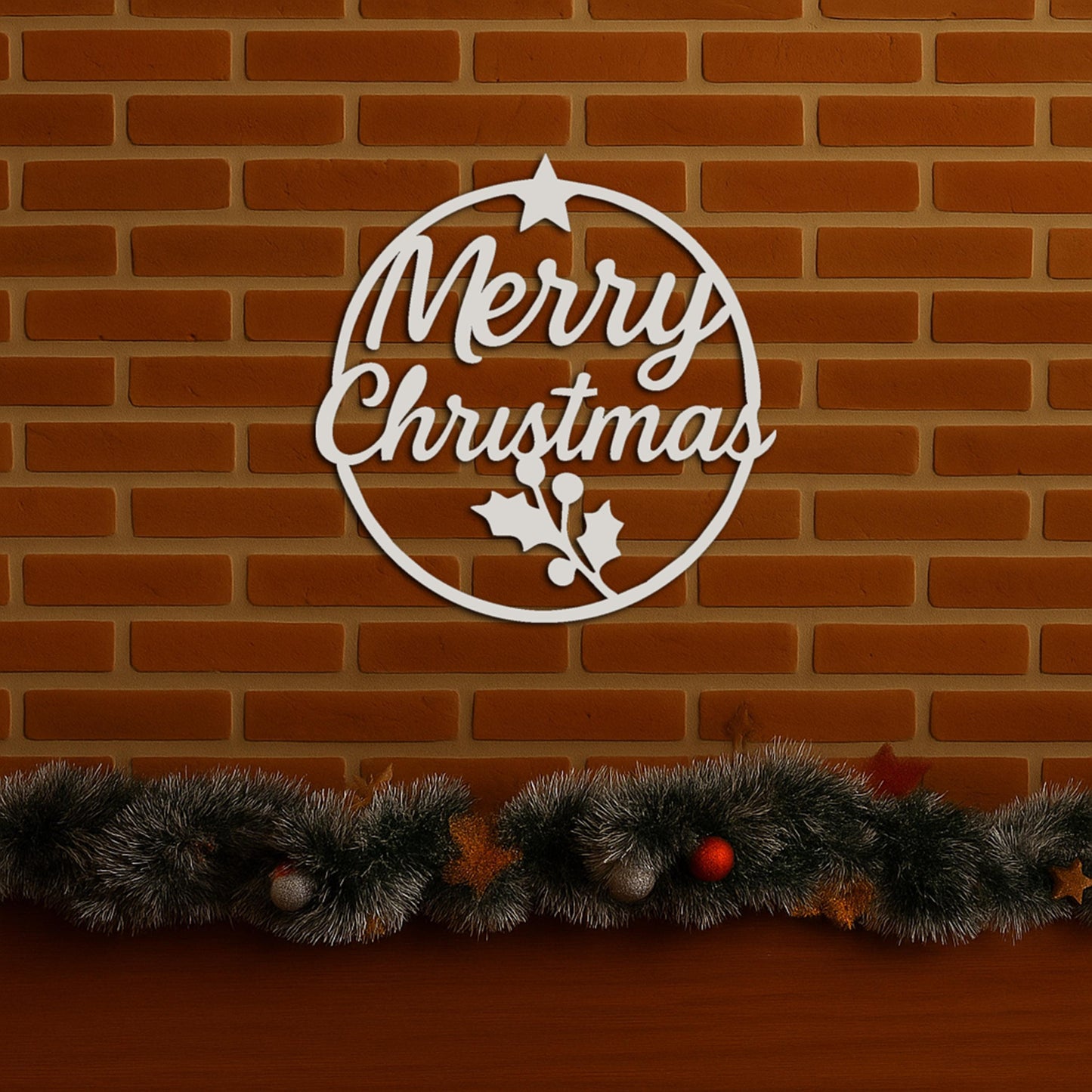 Merry Christmas Round Wall Sign, Outdoor & Indoor Holiday Decoration, PVC Weatherproof Wall Art for Porch, Home or Front Door