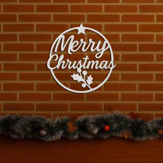 Merry Christmas Round Wall Sign, Outdoor & Indoor Holiday Decoration, PVC Weatherproof Wall Art for Porch, Home or Front Door