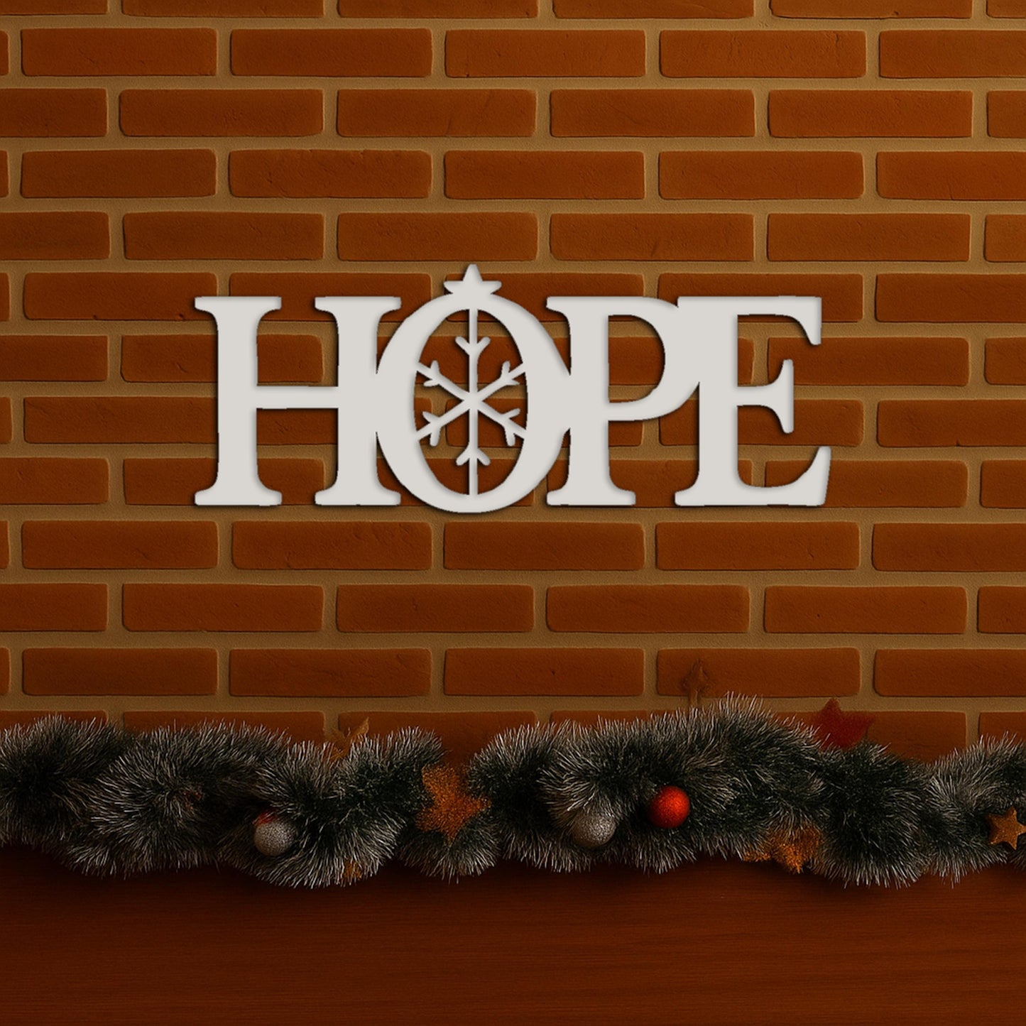 HOPE Christmas Wall Sign with Snowflake Star, PVC Outdoor & Indoor Holiday Wall Art, Faith-Inspired Porch Decoration for Home
