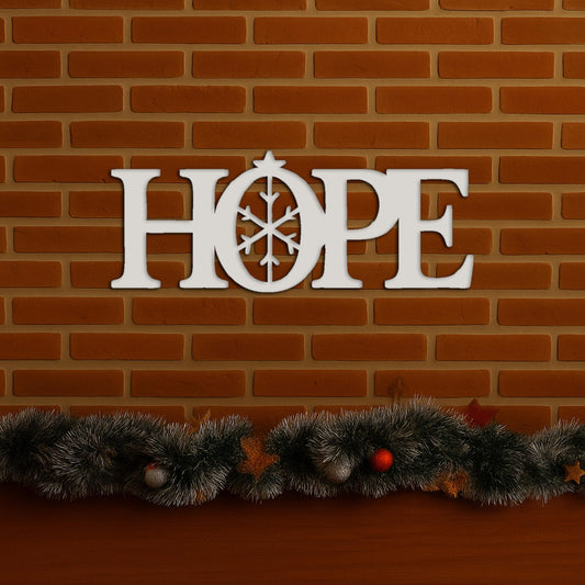 HOPE Christmas Wall Sign with Snowflake Star, PVC Outdoor & Indoor Holiday Wall Art, Faith-Inspired Porch Decoration for Home
