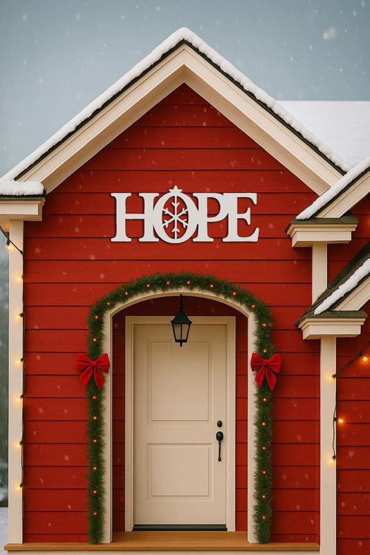 HOPE Christmas Wall Sign with Nativity Star, PVC Outdoor Holiday Decor, All-Weather Porch Wall Art, Faith-Inspired Christmas 