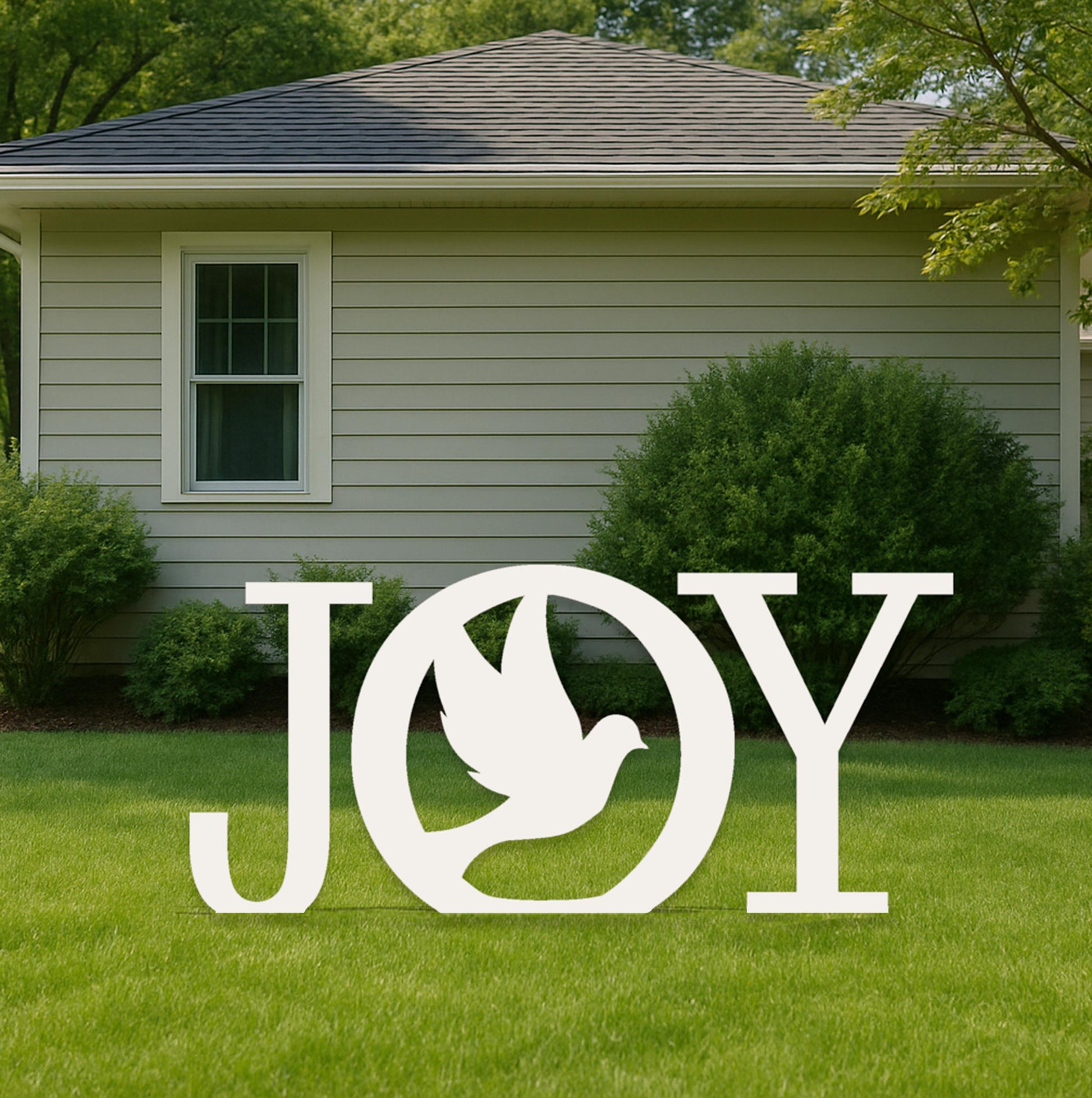 JOY Angel Yard Display, All-Weather PVC Christmas Yard Art, Outdoor Holiday Decoration, Angel Silhouette Lawn Sculpture, Christian Yard Sign