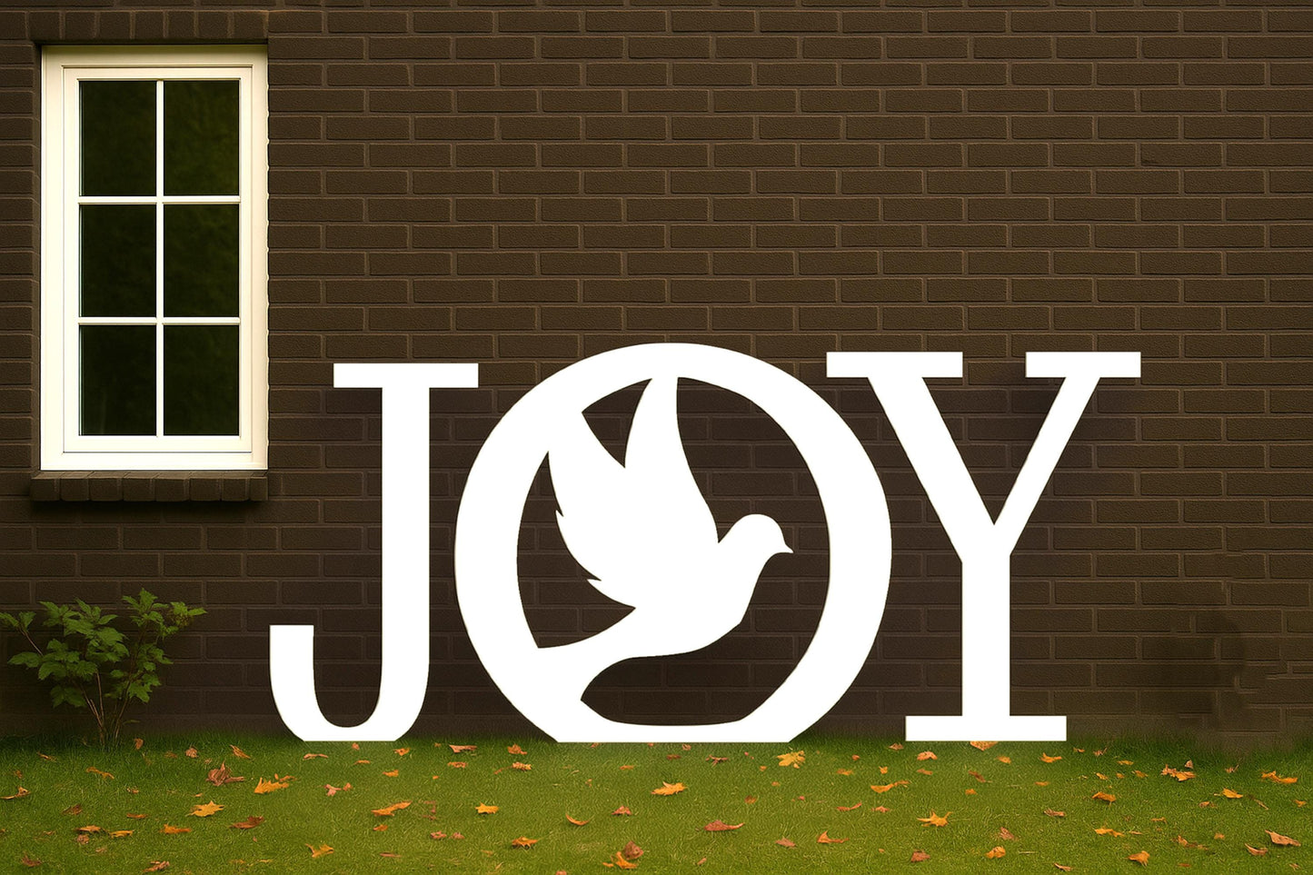 JOY Dove Yard Display, All-Weather PVC Christmas Yard Art, Outdoor Holiday Decoration, Peace Dove Lawn Sculpture, Christian Yard Sign