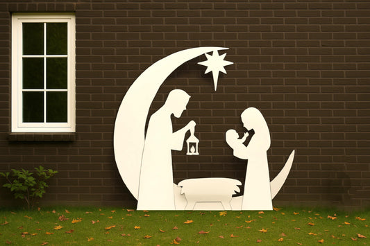 Nativity Scene Yard Display, PVC Outdoor Christmas Decor, All-Weather Holy Family Silhouette,