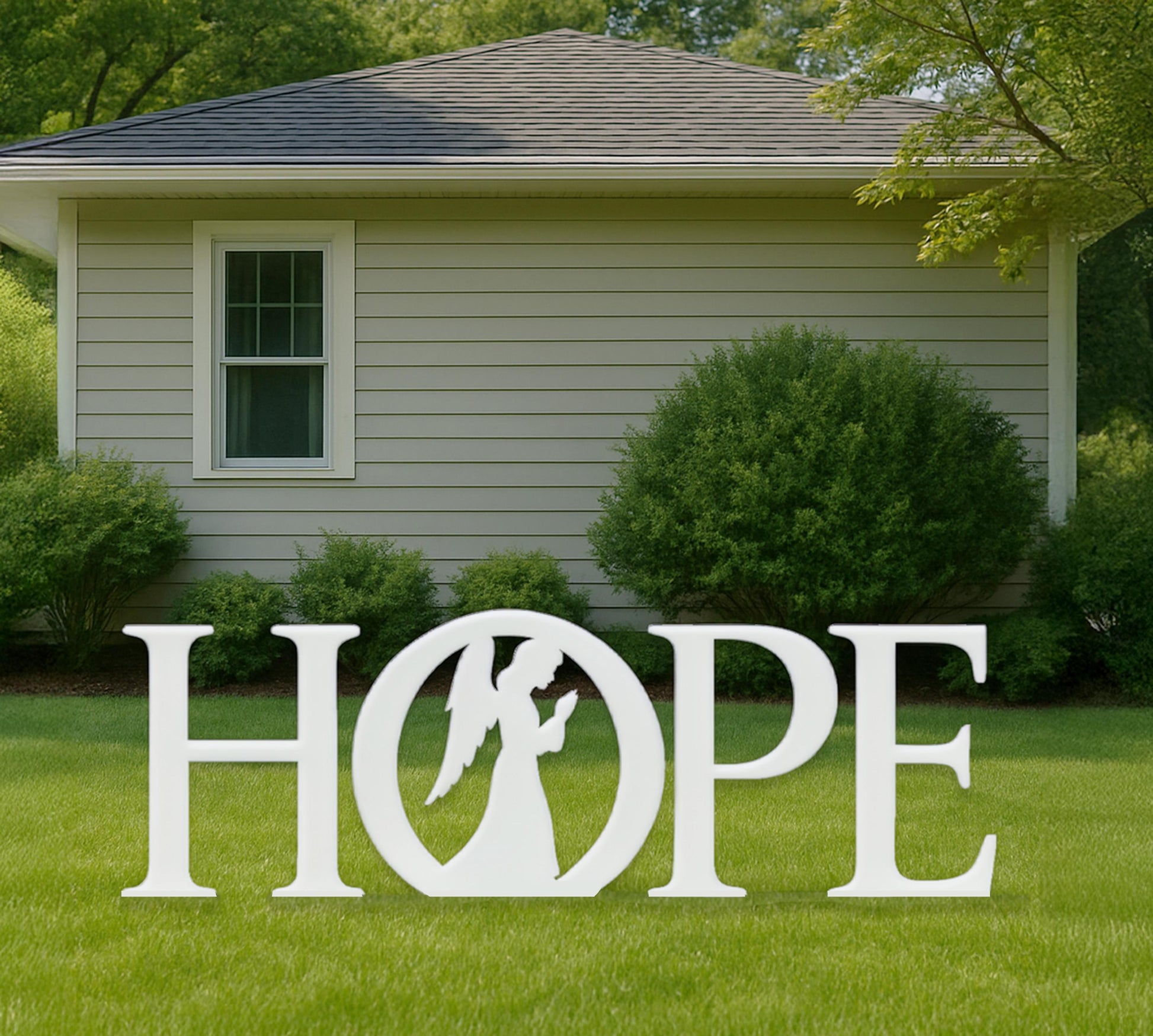 HOPE Angel Yard Display, All-Weather PVC Christmas Yard Art, Outdoor Holiday Decoration, Faith Nativity Sign, Christian Lawn Sculpture