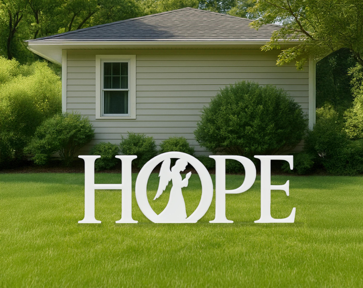 HOPE Angel Yard Display, All-Weather PVC Christmas Yard Art, Outdoor Holiday Decoration, Faith Nativity Sign, Christian Lawn Sculpture