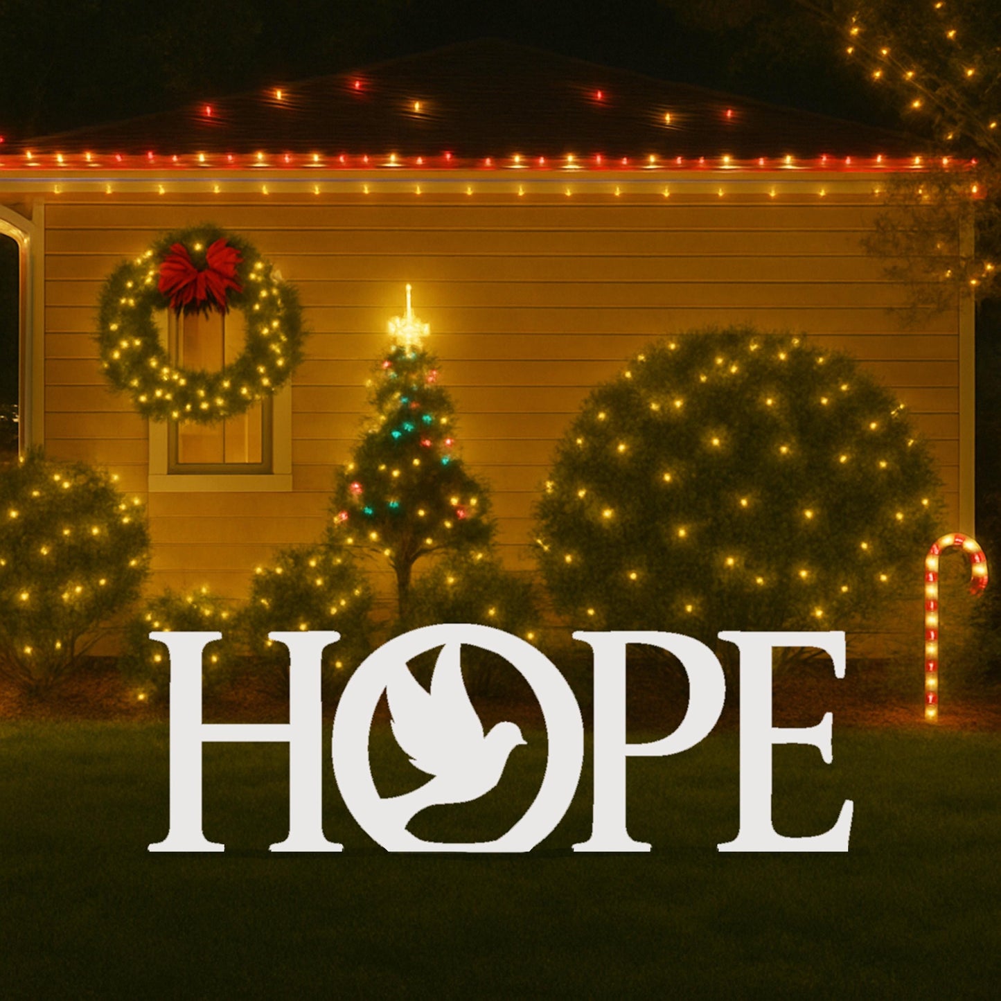 HOPE Angel Yard Display, All-Weather PVC Christmas Yard Art, Outdoor Holiday Decoration, Faith Nativity Sign, Christian Lawn Sculpture