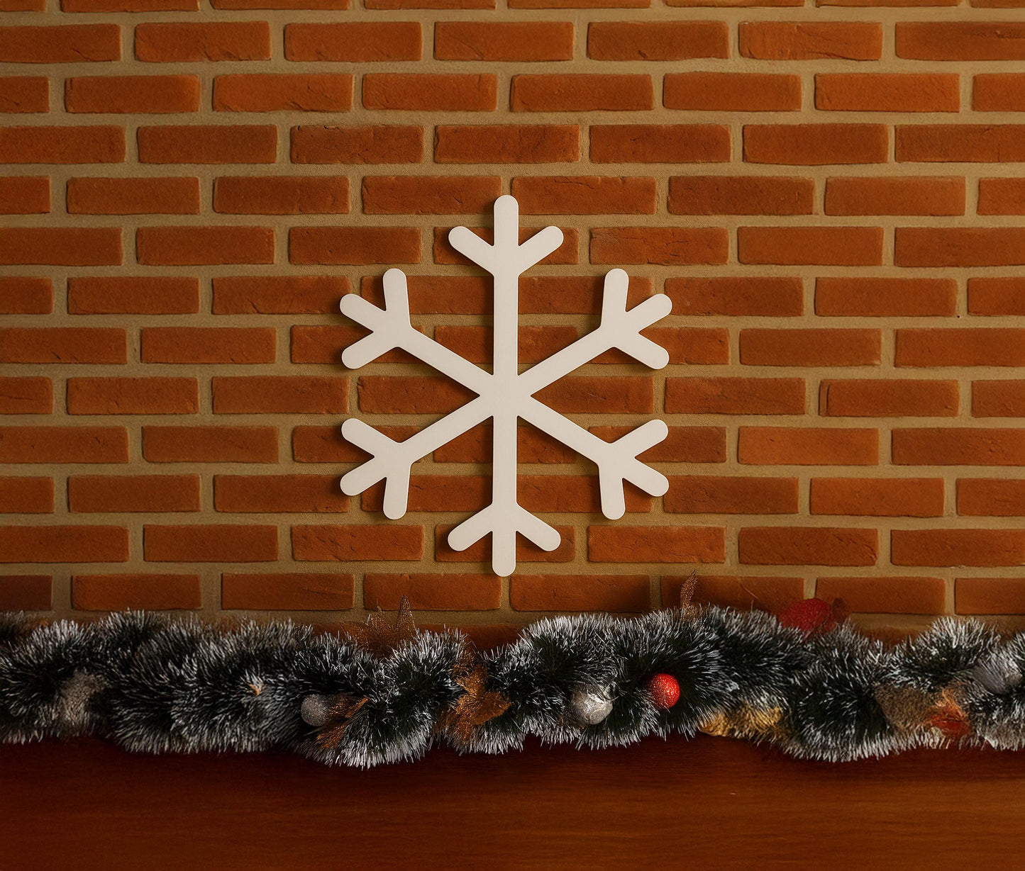 PVC Snowflake Wall Sign, Outdoor Winter Decoration, Modern Christmas Wall Art, Weatherproof Holiday Porch or Yard Decor, Mini