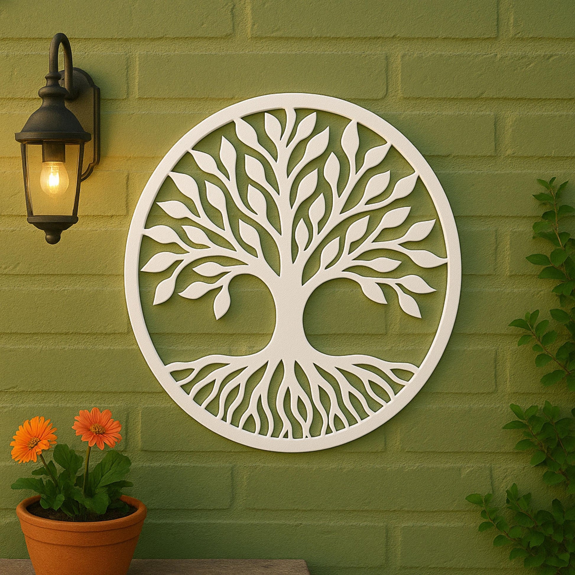 Tree of Life Wall Art, Modern Round PVC Wall Decor, All-Weather Garden Wall Sign, Outdoor Indoor Tree Sculpture, Elegant Home
