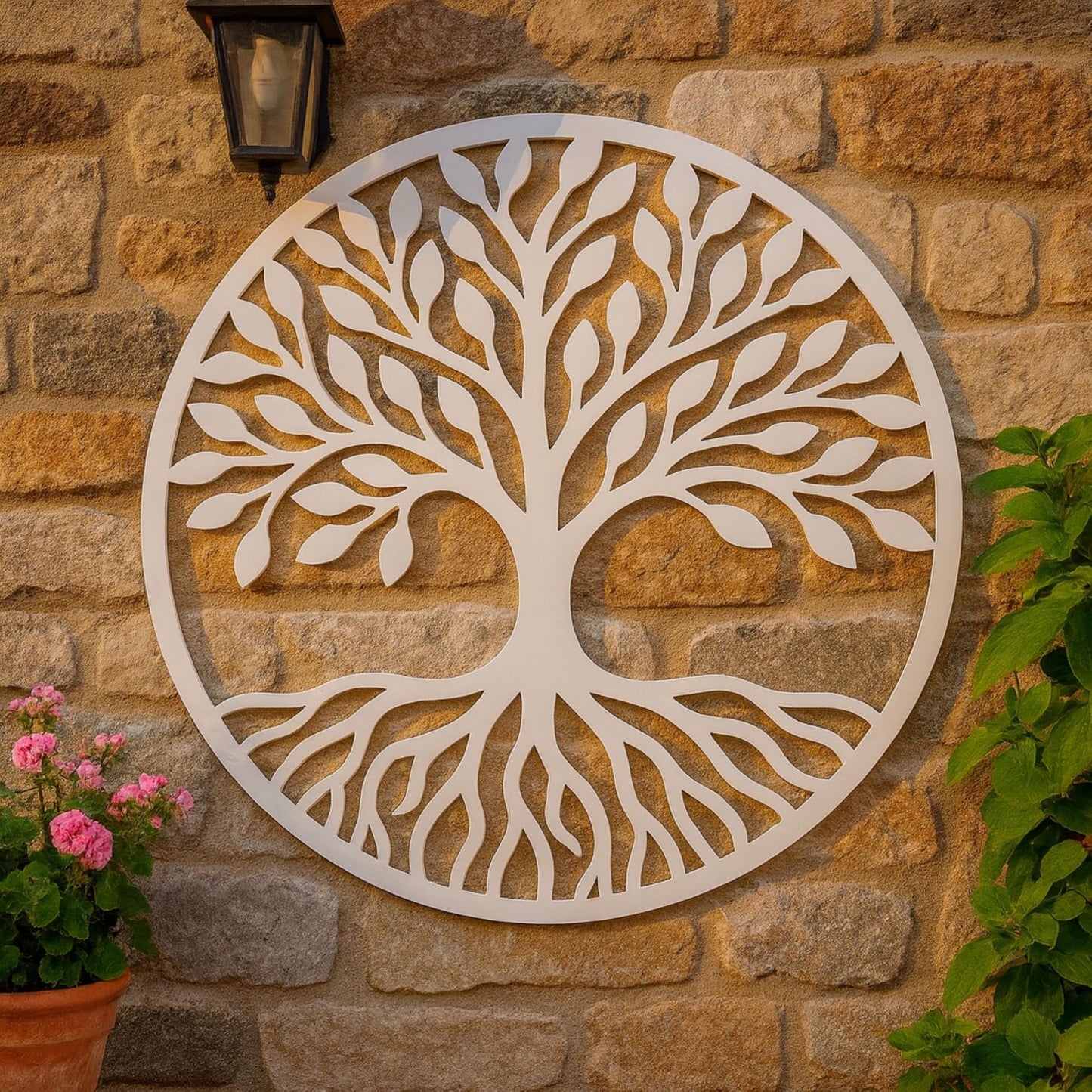 Tree of Life Wall Art, Modern Round PVC Wall Decor, All-Weather Garden Wall Sign, Outdoor Indoor Tree Sculpture, Elegant Home