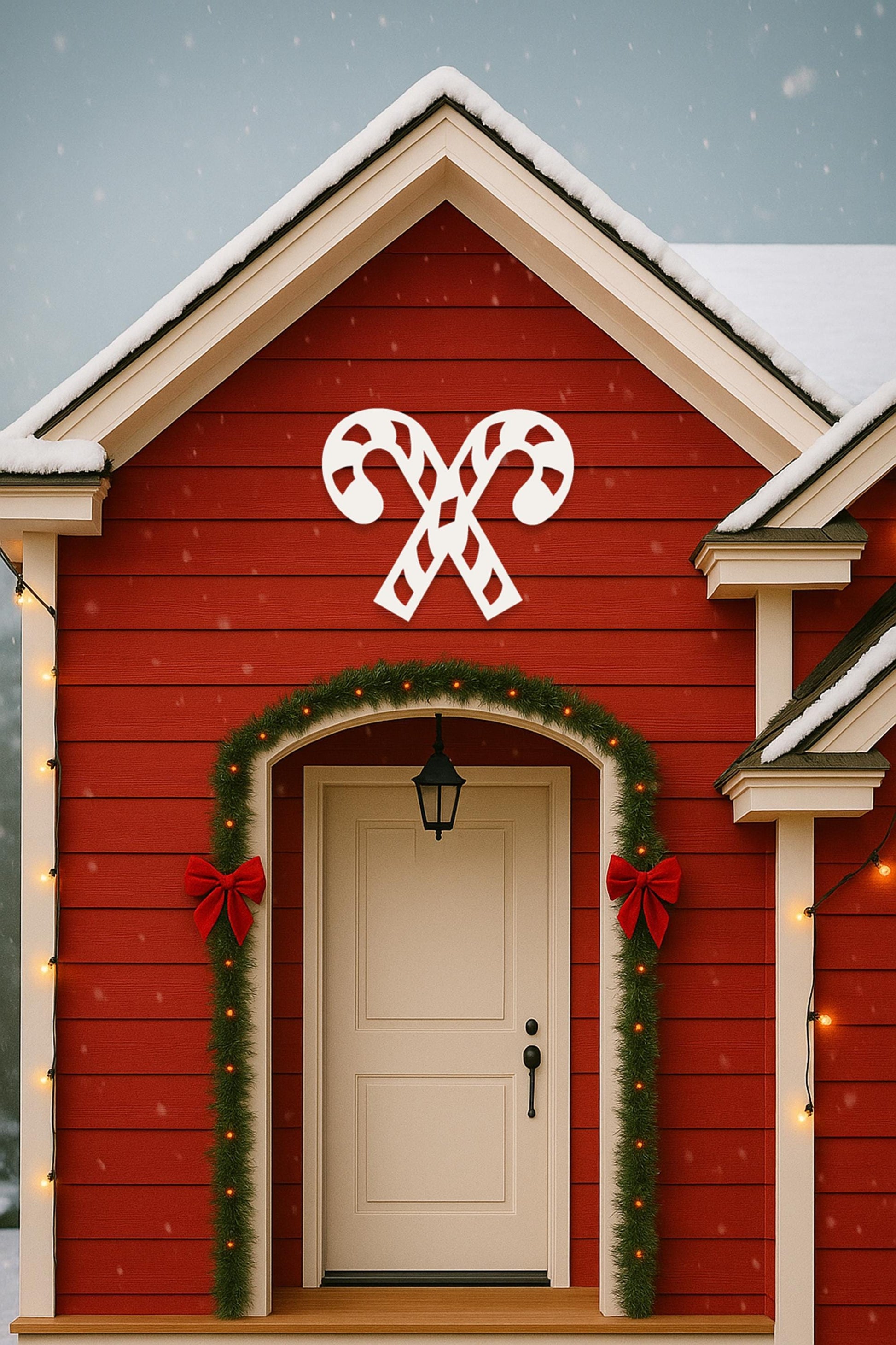 PVC Candy Cane Wall Sign, Outdoor Christmas Yard Art, Weatherproof Holiday PVC Décor, Candy Cane Porch Decoration, Winter Wal
