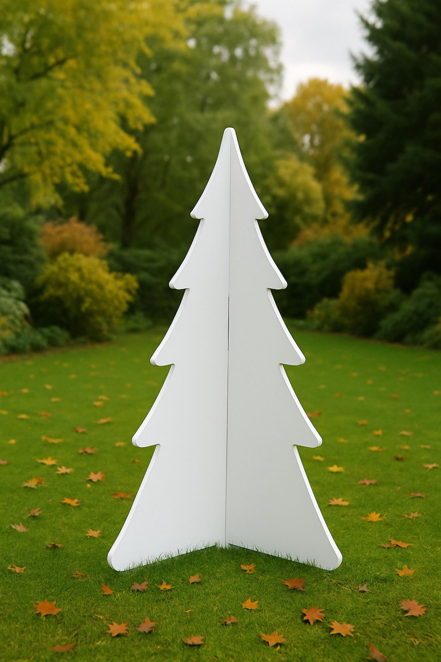 Set of 2  Christmas Tree Yard Displays, All-Weather PVC Holiday Decoration, 4 Ft Indoor Outdoor Tree Set, Winter Wonderland Garden Decor