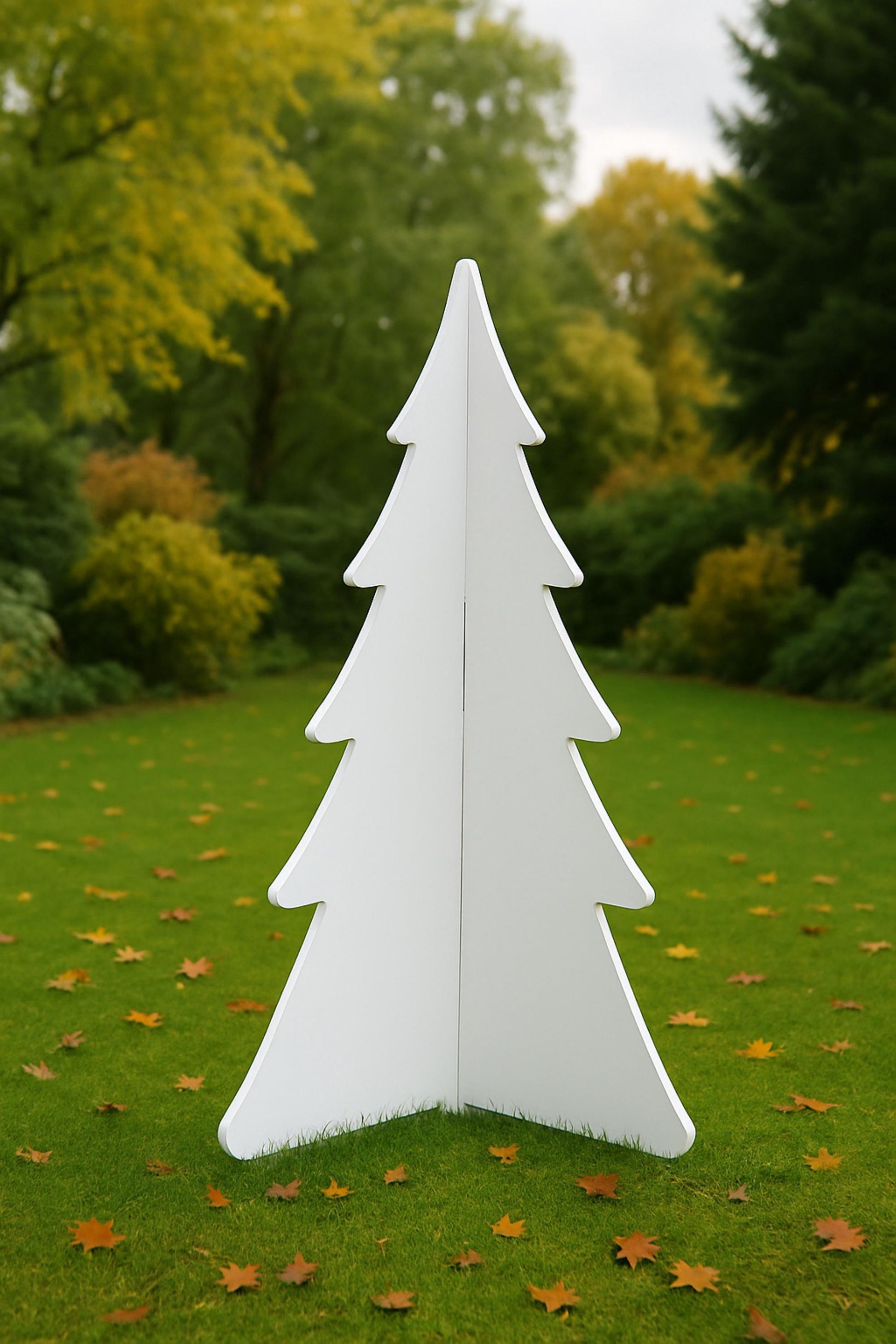 Set of 2  Christmas Tree Yard Displays, All-Weather PVC Holiday Decoration, 4 Ft Indoor Outdoor Tree Set, Winter Wonderland Garden Decor