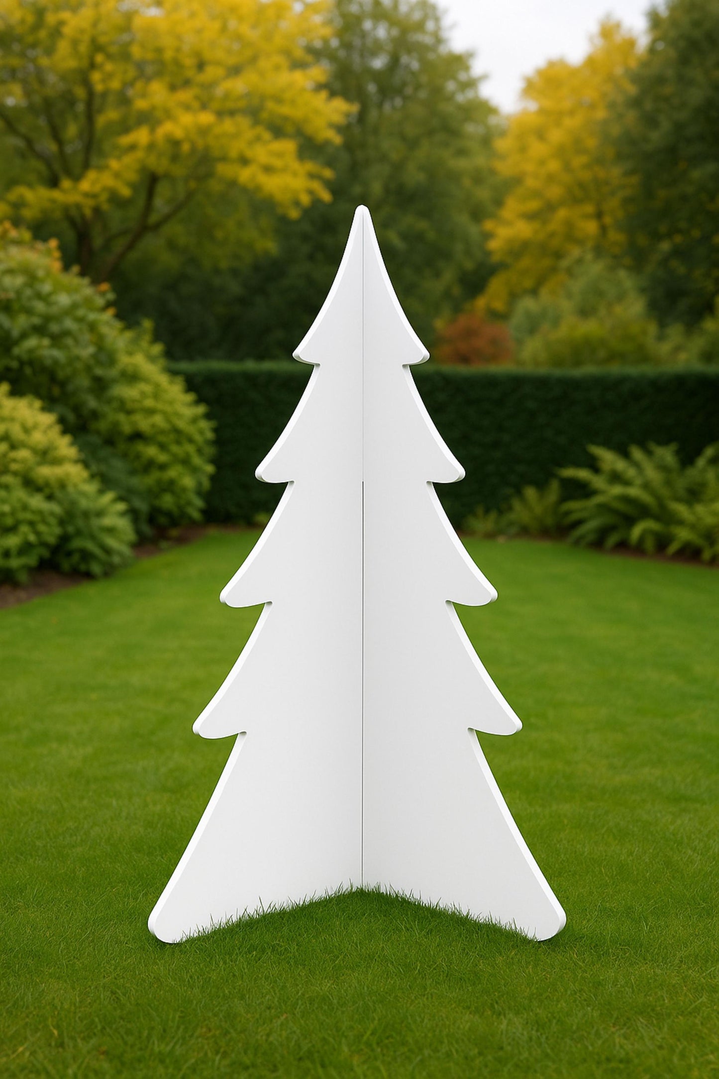 Set of 2  Christmas Tree Yard Displays, All-Weather PVC Holiday Decoration, 4 Ft Indoor Outdoor Tree Set, Winter Wonderland Garden Decor