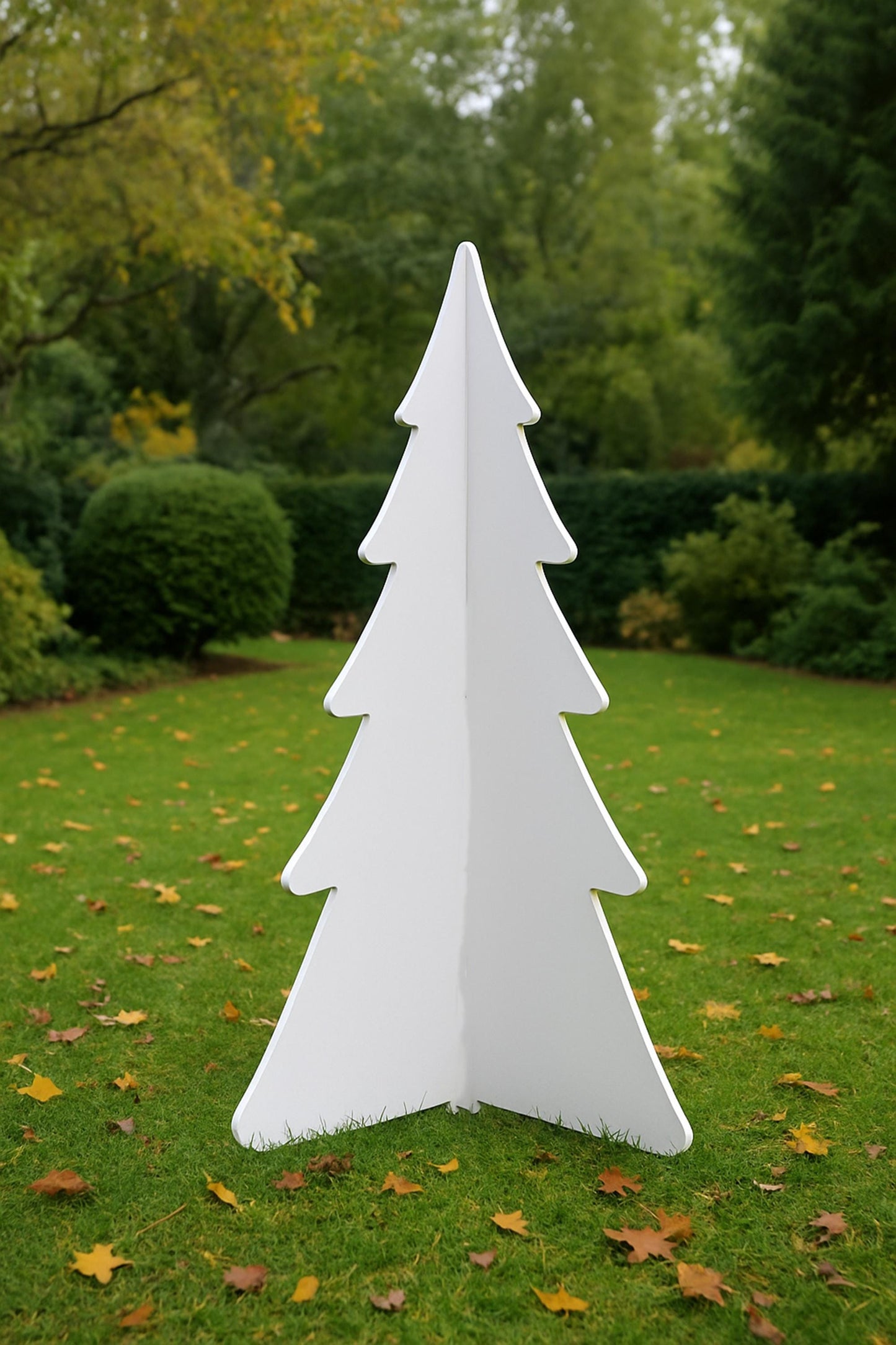 Set of 2  Christmas Tree Yard Displays, All-Weather PVC Holiday Decoration, 4 Ft Indoor Outdoor Tree Set, Winter Wonderland Garden Decor