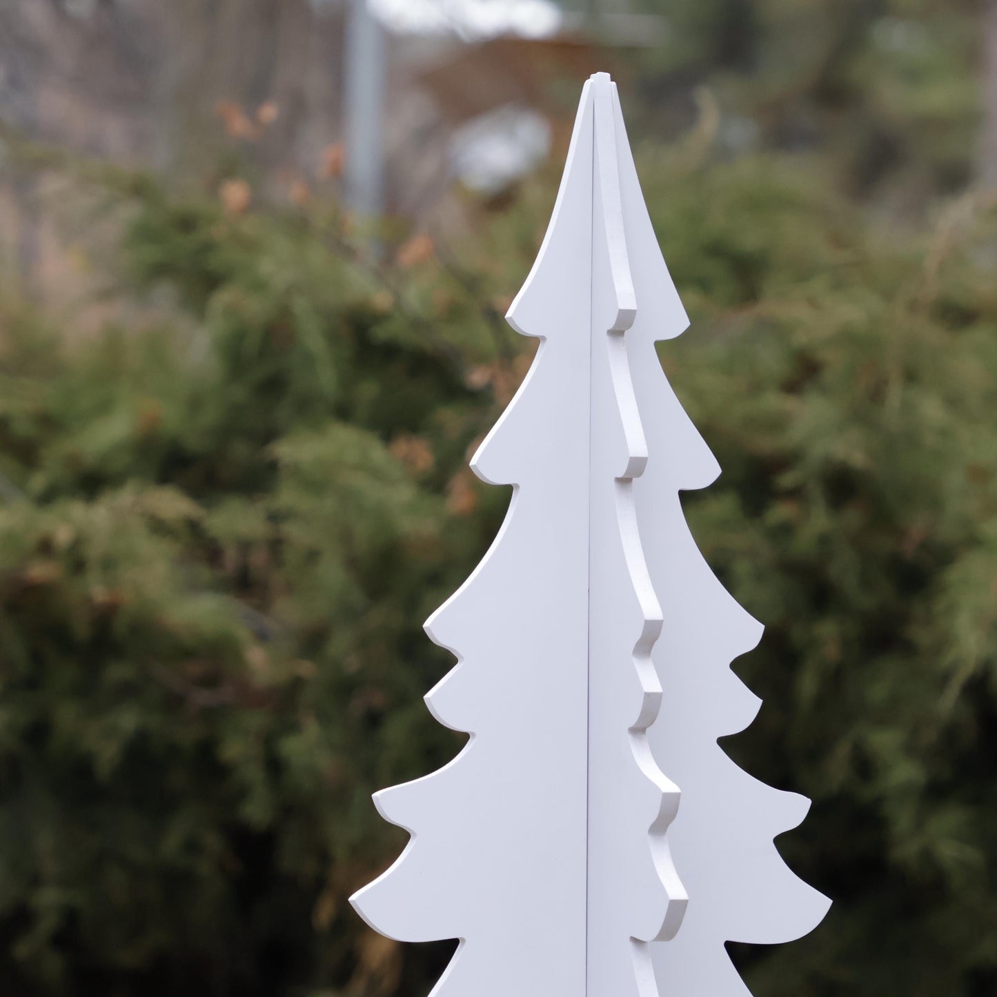 Set of 2  Christmas Tree Yard Displays, All-Weather PVC Holiday Decoration, 4 Ft Indoor Outdoor Tree Set, Winter Wonderland Garden Decor