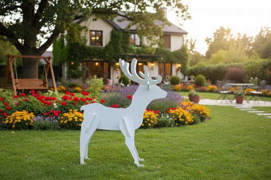 Elegant Reindeer Yard Display, PVC Christmas Lawn Decor, All-Weather Garden Statue, Outdoor Holiday Deer Art, Winter Yard Decoration