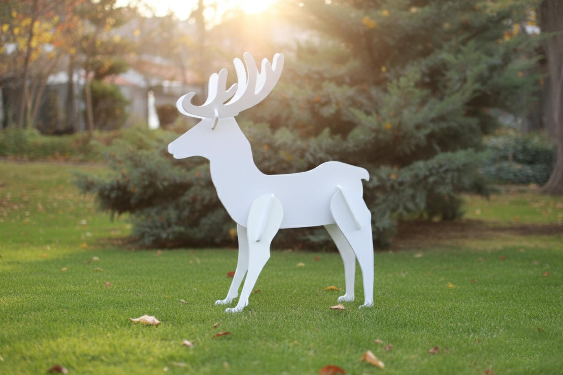Elegant Christmas Reindeer Yard Display, PVC Outdoor Lawn Statue, All-Weather Garden Deer Art, Holiday Yard Decoration, Winter Decor
