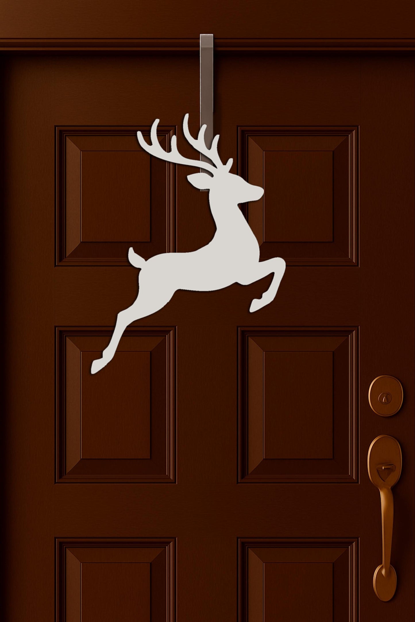 Reindeer Outdoor Wall Art, Christmas Porch Decoration for Gable or Garage, White PVC Holiday Wall Sign, Winter Yard Décor