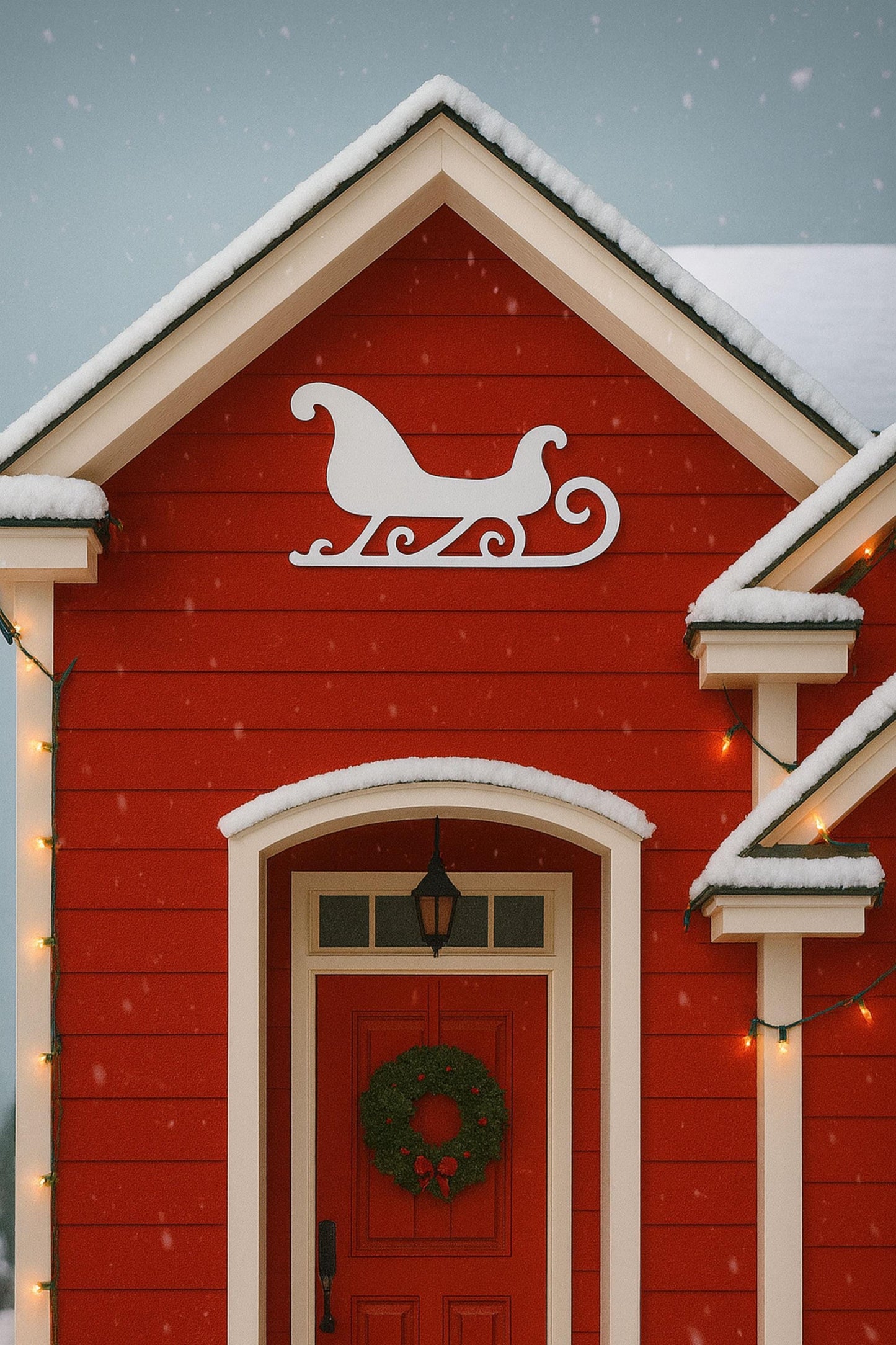PVC Sleigh Yard Art, Outdoor Christmas Sleigh Silhouette, Weatherproof PVC Door or Wall Sign, Holiday Porch Decoration, Winte
