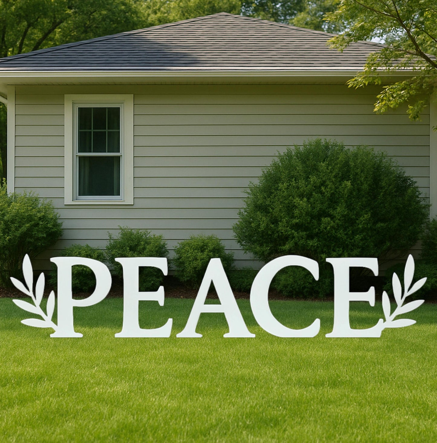 PEACE PVC Yard Sign, Outdoor Christmas Word Art, Holiday Lawn & Garden Decor, Weatherproof White Yard Letters Display