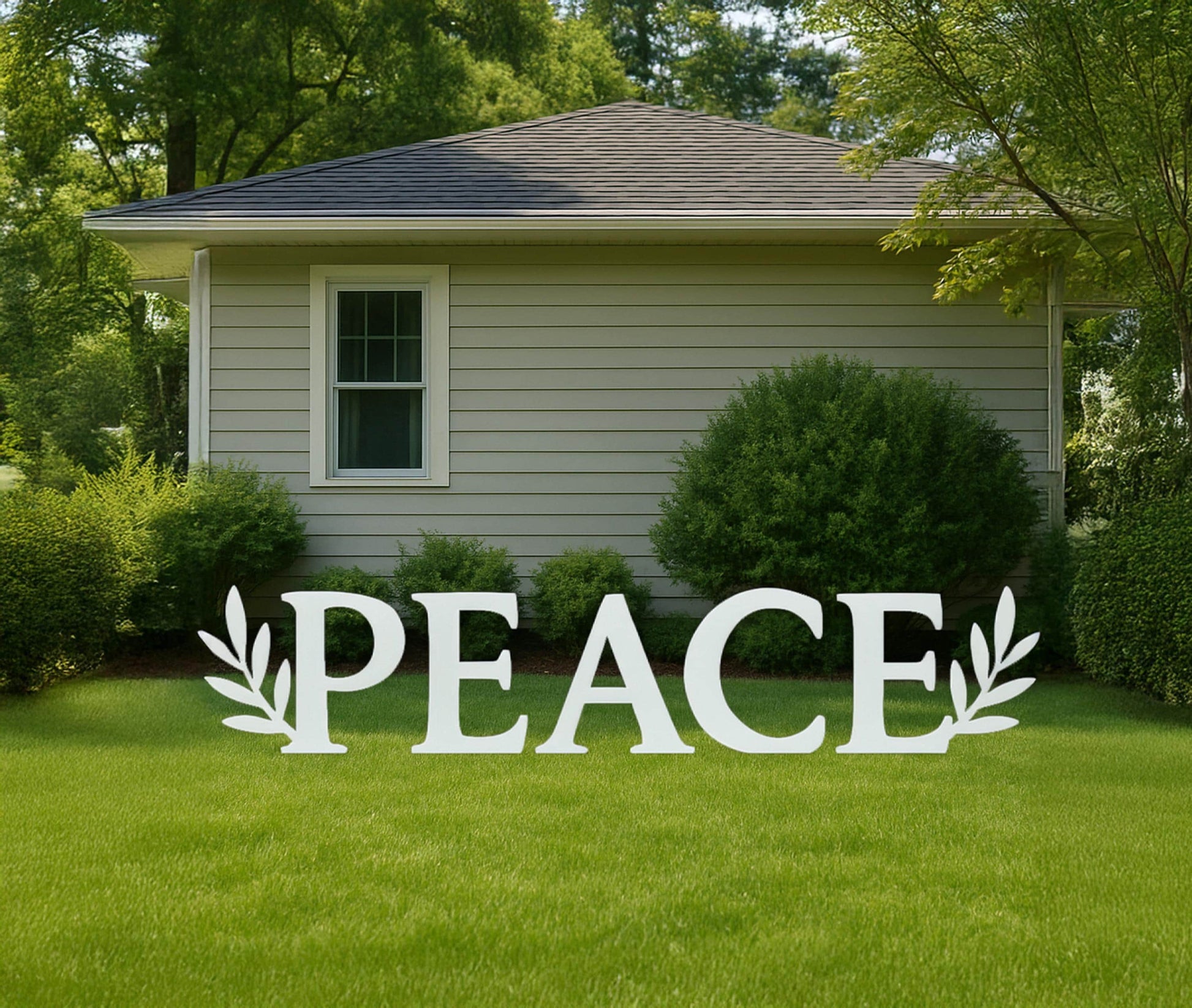 PEACE PVC Yard Sign, Outdoor Christmas Word Art, Holiday Lawn & Garden Decor, Weatherproof White Yard Letters Display
